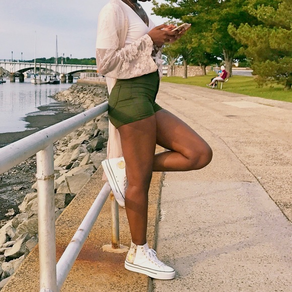 platform converse high top on feet